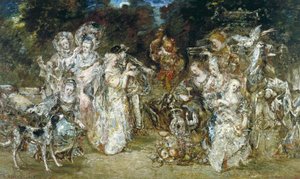 Találkozó egy parkban a Valois-korban alkotó: Adolphe Joseph Thomas Monticelli