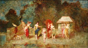 Jelenet egy parkban II, 1870 körül alkotó: Adolphe Joseph Thomas Monticelli