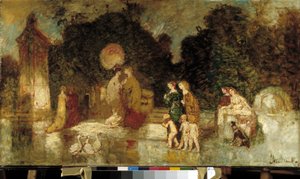 Séta egy parkban alkotó: Adolphe Joseph Thomas Monticelli