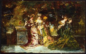Nők a parkban, 1858 körül (olaj, vászon) alkotó: Adolphe Joseph Thomas Monticelli