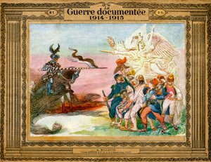 Konfliktus allegóriája: A francia csapatok a győzelemtől vezérelve lovashalál által megtestesült Németország megtámadására indulnak alkotó: Adolphe Leon Willette