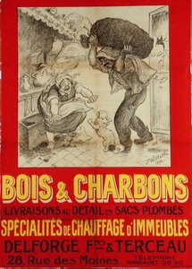 „Delforge, Freres & Terceau” plakát, fa- és szénbeszállítók alkotó: Adolphe Leon Willette