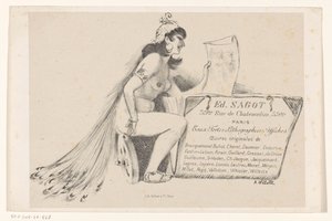 Edmond Sagot nyomtatott kereskedő névjegykártyája Párizsban alkotó: Adolphe Leon Willette