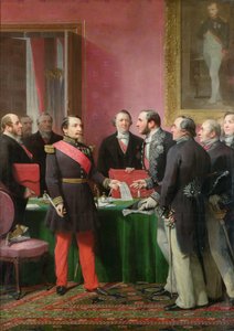 III. Napóleon (1808-73) átadja a rendeletet, amely lehetővé teszi Párizs külvárosi kommunáinak Georges Haussmann (1809-91) báróhoz való csatolását 1859 júniusában.