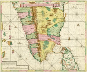 Dél-India és Ceylon térképe, Adriaan Reland holland térképész 1720 körül készített munkája nyomán alkotó: Adriaan Reland