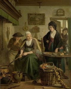 Nő palacsintát süt. 1790-1810 körül
