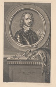 Oliver Cromwell, Protector, vésette Pierre Drevet (1663-1738)