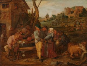 Parasztverekedés alkotó: Adriaen Brouwer