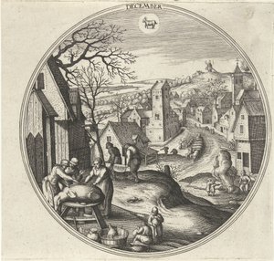 december A tizenkét hónap (sorozat címe) alkotó: Adriaen Collaert