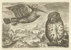 Néhány madár a tájban Madarak (sorozat címe) Avivm vivae (sorozat címe) alkotó: Adriaen Collaert