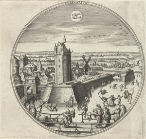 február Febrvarivs (cím az objektumon) A tizenkét hónap (sorozat címe) alkotó: Adriaen Collaert