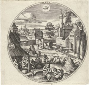 június Jvnivs (cím az objektumon) A tizenkét hónap (sorozat címe) alkotó: Adriaen Collaert
