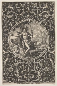 Párizs dekoratív keretben groteszkekkel, kb. 1580-1600 . alkotó: Adriaen Collaert