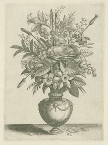 Váza virágokkal, köztük trombita nárciszokkal Florilegium (sorozat címe) alkotó: Adriaen Collaert