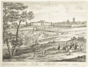 Bethune látképe (bal oldali lap) Veuë de la Ville de Bethune en Artois (cím a tárgyon)