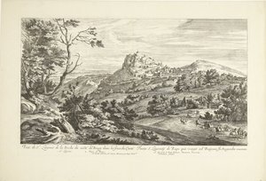 Gezicht op Saint Laurent de la Roche St. Laurent de la Roche kilátása a Costé du Bourgról a Franche Comtéban (cím a tárgyon)