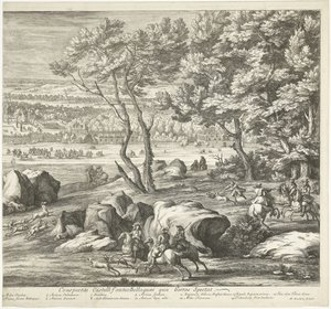 Kilátás Fontainebleau kastélyára (jobb oldal) Veuë du Chasteau de Fontainebleau du costé du Jardin (cím a tárgyon)