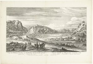 Kilátás Joux kastélyára Veuë du Chasteau de Joux sur la frontiere de la franche Comté (cím a tárgyon) alkotó: Adriaen Frans Boudewyns