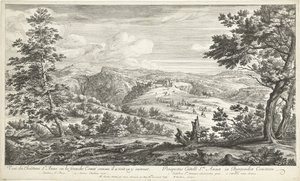 Gezicht op het kasteel van Sainte Anne Kilátás a kastélyra, Ste. Anne a szabad Comtéban, ahogy látja magát belépni (cím a tárgyon)