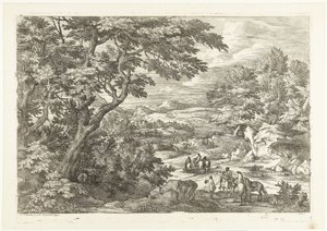 Táj a hazafelé tartó vadászokkal, a távolban egy kastély Landscapes with Hunters (sorozat címe)