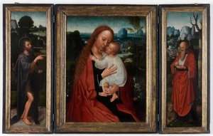 Madonna Keresztelő Jánossal és Szent Jeromossal (olaj a táblán)