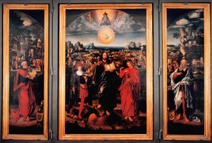 Szent Pancrace triptikusa - Adriaen Isenbrant (Adrien Ysenbrant, Ysenbrandt, Hysebrant) festménye fára (1490-1551) 16. századi debütálás Dim 185x270 cm Genes, chiesa di san Pancrazio