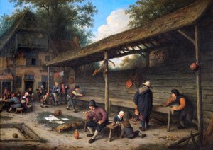 Egy fogadó udvara shuffleboard játékkal alkotó: Adriaen Jansz. van Ostade