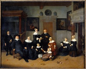 Adrien Van Ostade (1610-1685) családi portréfestménye (ec.holl.) 1654 V. 0,7x0,88 m - Családi portré. Adrien Van Ostade (1610-1685) festménye (holland iskola) 1654. 0,7 x 0, 88 m. Louvre Múzeum, Párizs