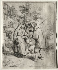 Férfi egy nővel beszélget. alkotó: Adriaen Jansz. van Ostade