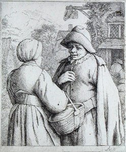 Férfi és nő beszélget (metszet) alkotó: Adriaen Jansz. van Ostade