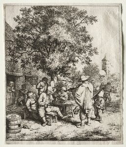 A hegedűs és a rohanós fiú. alkotó: Adriaen Jansz. van Ostade