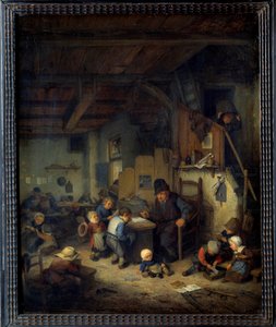 Az iskola mestere jelenet osztály, egy régi tanár kedvenc hátterű kisdiákokkal. Adrien van Ostade (1610-1685) festménye 1662 V. 0,4x0,32 m alkotó: Adriaen Jansz. van Ostade