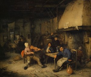 Hegedűs és ivó gazdák egy kocsmában, 1663 alkotó: Adriaen Jansz. van Ostade