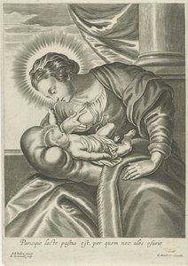 Mária táplálja a gyermek Krisztust alkotó: Adriaen Lommelin (attributed to workshop of)