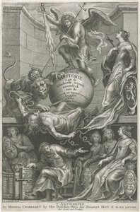 Allegorikus címlap a leütött Irigységgel Címlap ehhez: C. Hazart, Kerckelycke historie, 1669