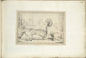 Kutya mellett a vadászfelszerelés és a zsákmány a tájban alkotó: Adriaen Matham (signed by artist)