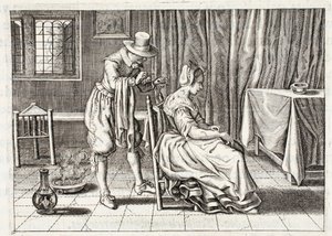 Piócák alkalmazása, illusztráció a Zinne-werk emblémájából, Johannes de Brune (1589-1658), Jan Jacobs Schipper, Amszterdam, 1661 alkotó: Adriaen Pietersz van de Venne