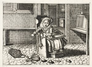 Baba sír a játékaiért, illusztráció a Zinne-werk emblémájából, Johannes de Brune (1589-1658), Jan Jacobs Schipper, Amszterdam, 1661 alkotó: Adriaen Pietersz van de Venne