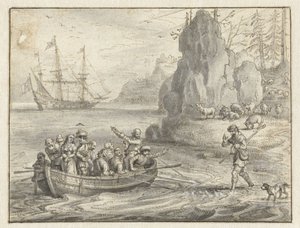 Celadon könyörgő kalózok, hogy vigyék el elrabolt feleségével, Galateával alkotó: Adriaen Pietersz van de Venne