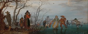 Tél (Szórakozás a jégen) alkotó: Adriaen Pietersz van de Venne