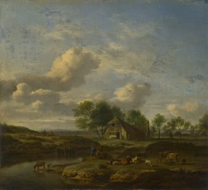 Táj tanyával a patak mellett, 1661 alkotó: Adriaen Velde van de