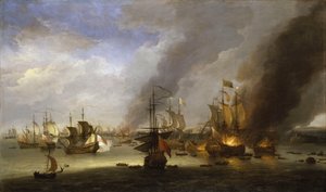 A "Soleil Royal" elpusztítása a La Hogue-i csatában, 1692. május 23., 1700 körül (olajfestmény)