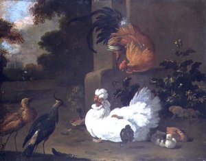 Egy Ruft, egy Lapwing és a csirkék a szerelőblokk mellett alkotó: Adriaen van Oolen
