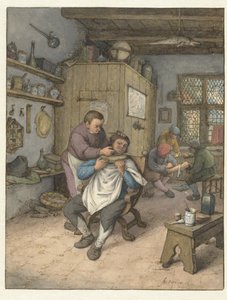Egy fodrászat Barbierswinkel alkotó: Adriaen van Ostade