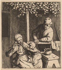 Gyermek babáért nyúl alkotó: Adriaen van Ostade
