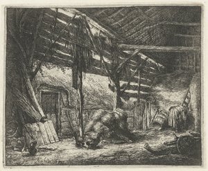 Egy szénapajta belseje a szénapajta alkotó: Adriaen van Ostade