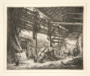 Egy pajta belseje alkotó: Adriaen van Ostade