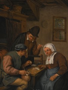 Belső tér kártyázó parasztokkal alkotó: Adriaen van Ostade