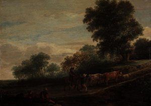 Tájkép pásztorokkal és szarvasmarhákkal alkotó: Adriaen van Ostade