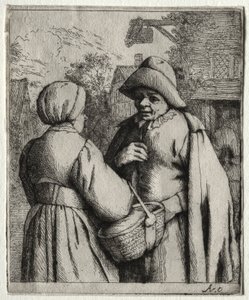 Férfi és nő beszélget alkotó: Adriaen van Ostade